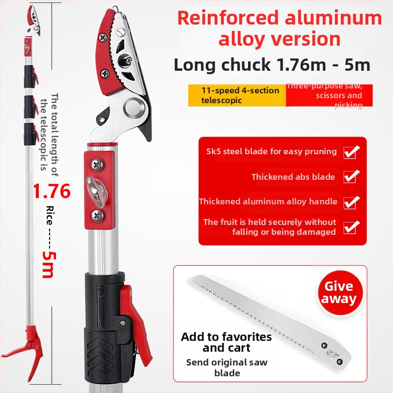 Телескопични ножици за плодове с удължен обхват за високи клони; MYTEC; подходящи за lychee, loquat и longan