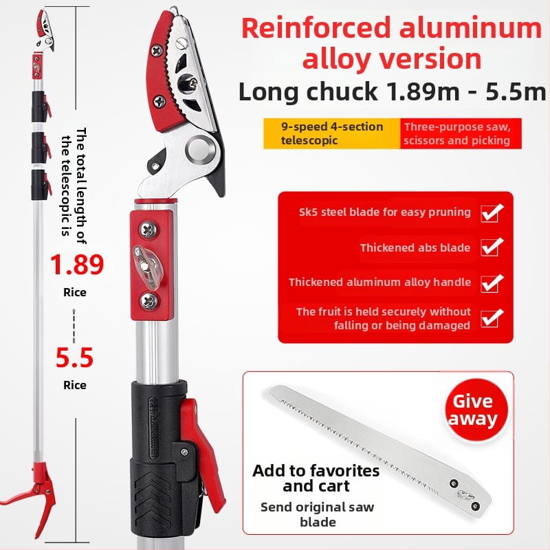 Телескопични ножици за плодове с удължен обхват за високи клони; MYTEC; подходящи за lychee, loquat и longan