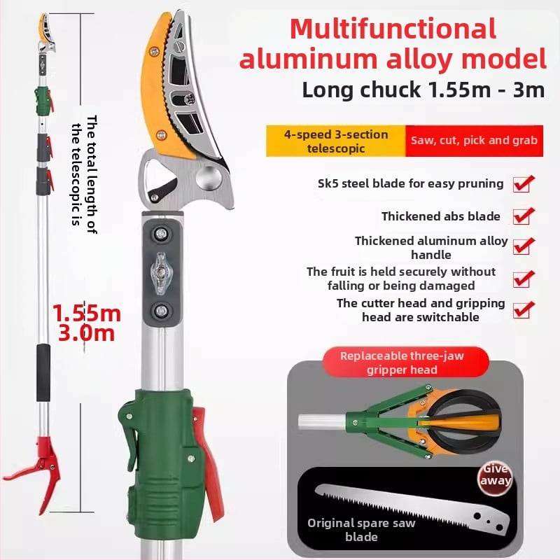 Телескопични ножици за плодове с удължен обхват за високи клони; MYTEC; подходящи за lychee, loquat и longan