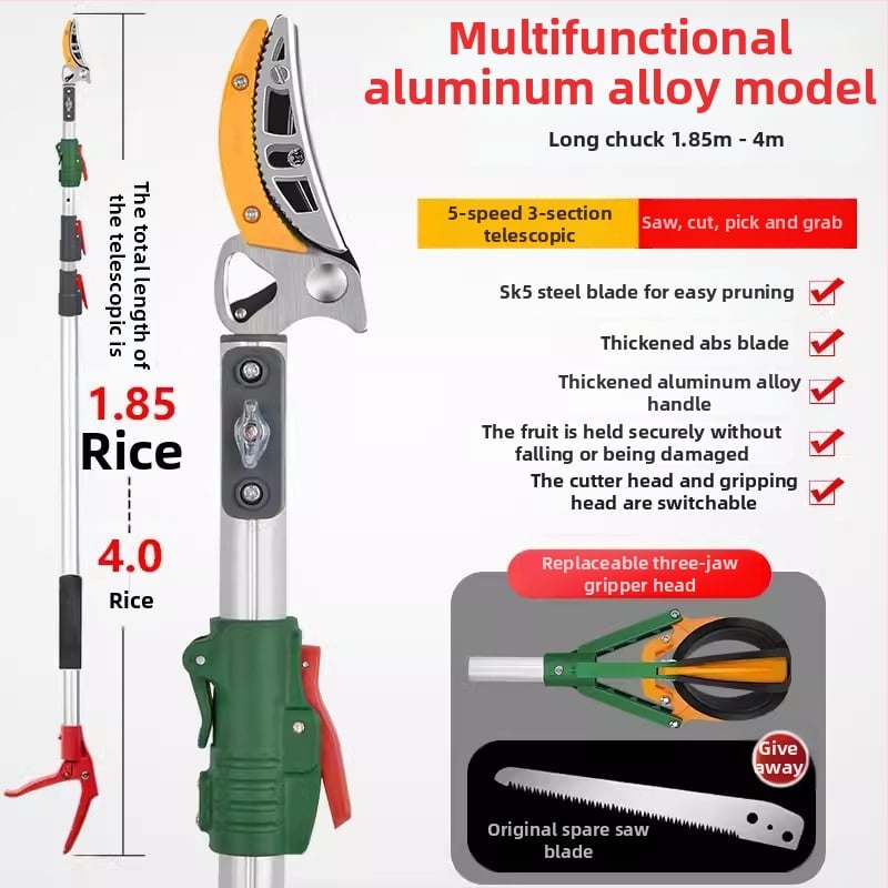 Телескопични ножици за плодове с удължен обхват за високи клони; MYTEC; подходящи за lychee, loquat и longan