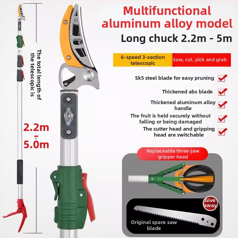 Телескопични ножици за плодове с удължен обхват за високи клони; MYTEC; подходящи за lychee, loquat и longan