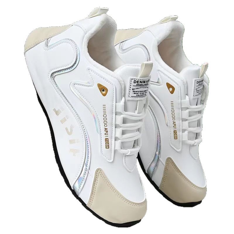 Pantofi sport de iarnă casual, partea superioară din piele microfibră, căptușeală fleece, talpă din cauciuc, închidere cu șiret, înălțime toc 3-5 cm