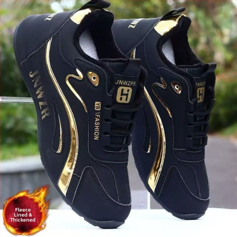 Pantofi sport de iarnă casual, partea superioară din piele microfibră, căptușeală fleece, talpă din cauciuc, închidere cu șiret, înălțime toc 3-5 cm