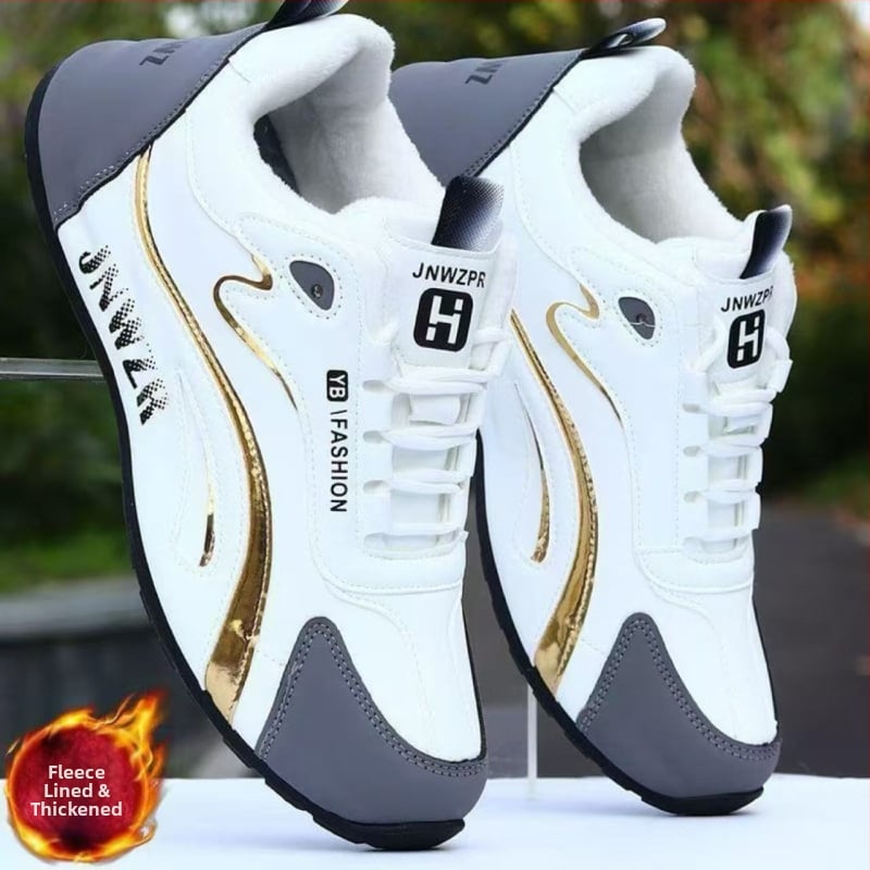 Pantofi sport de iarnă casual, partea superioară din piele microfibră, căptușeală fleece, talpă din cauciuc, închidere cu șiret, înălțime toc 3-5 cm