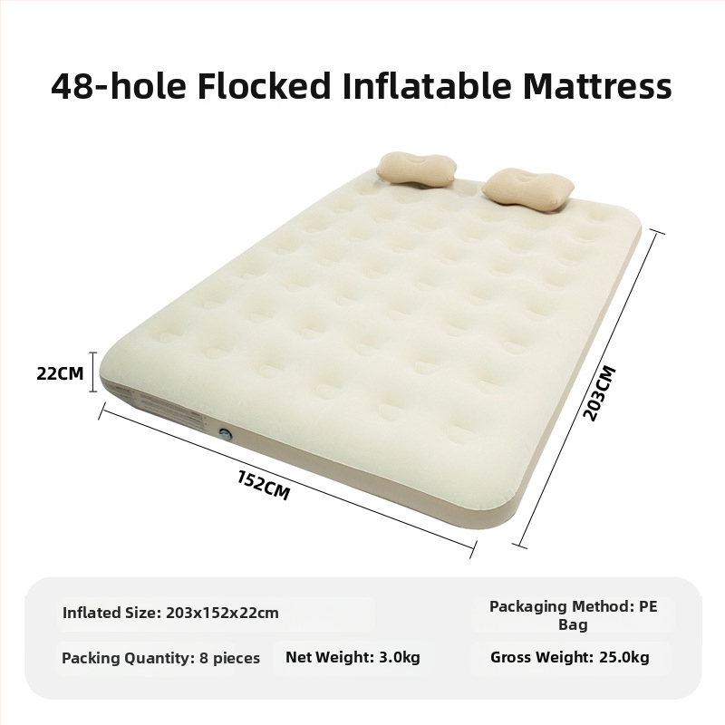 Sisseehitatud elektripumbaga täispuhutav voodi, 3-kihiline konstruktsioon, flokking pind, kandevõime 300 kg