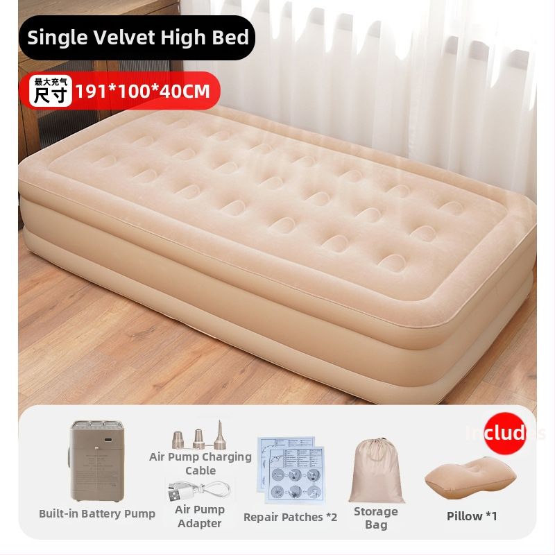 Sisseehitatud elektripumbaga täispuhutav voodi, 3-kihiline konstruktsioon, flokking pind, kandevõime 300 kg