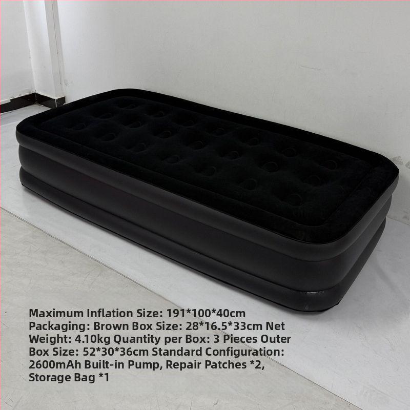 Sisseehitatud elektripumbaga täispuhutav voodi, 3-kihiline konstruktsioon, flokking pind, kandevõime 300 kg