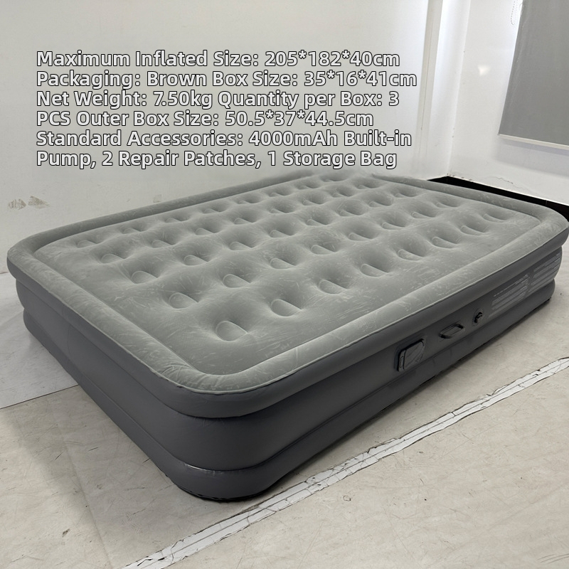 Sisseehitatud elektripumbaga täispuhutav voodi, 3-kihiline konstruktsioon, flokking pind, kandevõime 300 kg