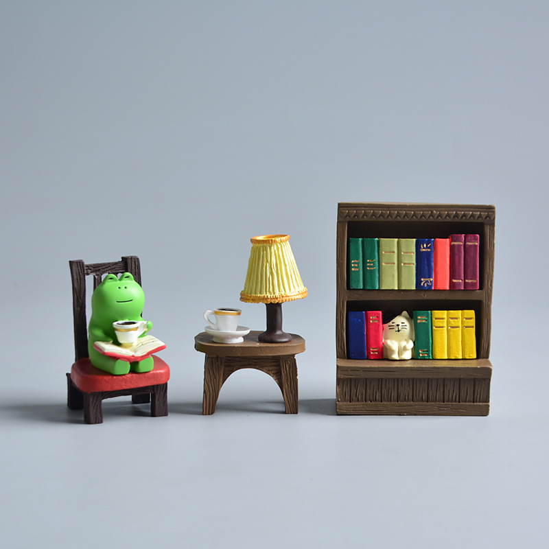 Lampă de birou cu pisică, în stil desen animat, din rășină sintetică, mini peisaj bonsai