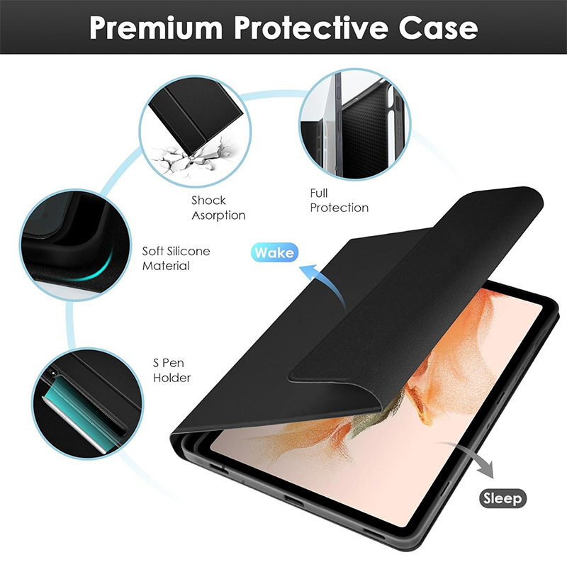 Samsungi tahvelarvutile kaitsekarp eemaldatava RGB-taustvalgustusega Bluetooth-klaviatuuriga – ühilduv S9FE Plus, S9 Plus, S8 Plus, S7FE, S7 Plus