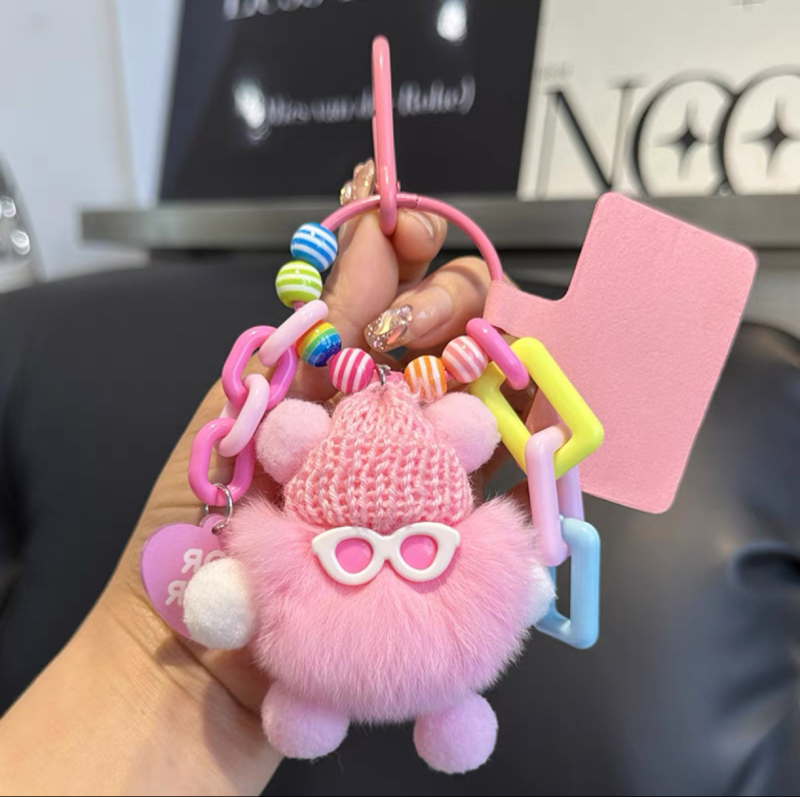 JIAYU Plyšana lutka-privjesak za ključeve od pravog Rex zeca, ručna izrada, uzorak medvjed / mala svinja / malo životinja, svježi i slatki stil