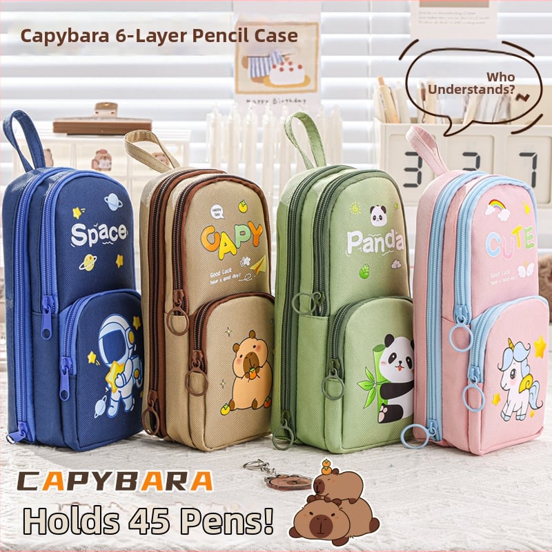 Kapibala несесер за моливи, голям капацитет, устойчив на петна, Oxford материал, за ученици от началното училище, с възможност за персонализиране