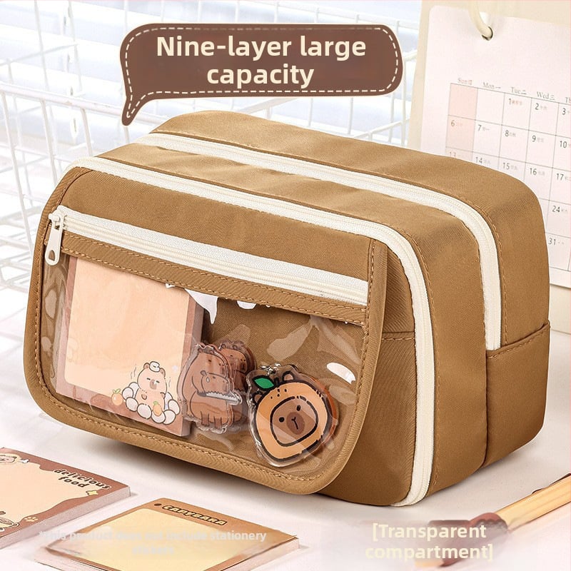 Kapibala несесер за моливи, голям капацитет, устойчив на петна, Oxford материал, за ученици от началното училище, с възможност за персонализиране