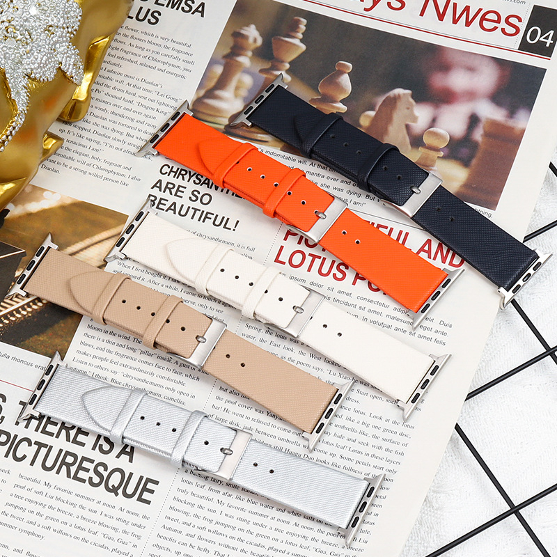 Remienok Apple Watch Gen 1-8/SE/Ultra, Saffiano textúra, PU materiál, nastaviteľná ihlová pracka, módny štýl