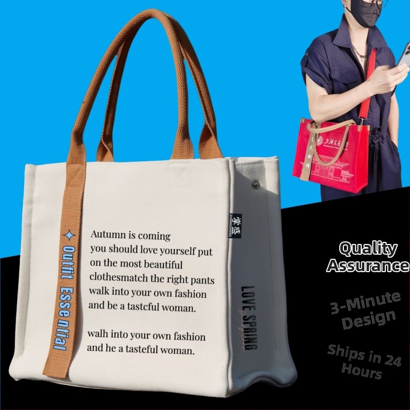 Geantă din pânză tridimensională cu model și logo personalizat, curea crossbody; imprimare: digitală, serigrafie, transfer termic, sublimare