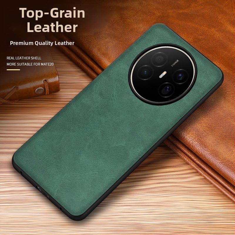 Husă din piele pentru Huawei, cu protecție anti-cadere, anti-derapare, finisaj prin presare la cald, model Crazy Horse