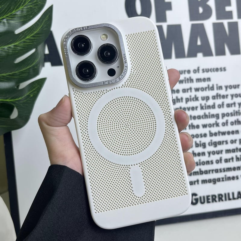 Carcasă rigidă pentru iPhone cu plasă de disipare a căldurii și atașare magnetică, material PC, rezistentă la șocuri, antiamprente