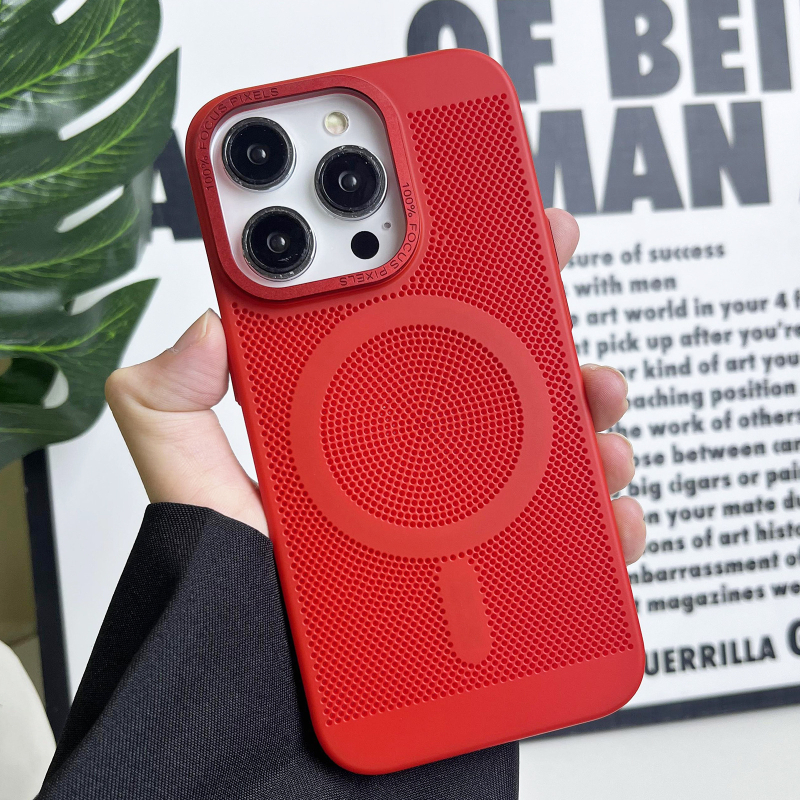 Carcasă rigidă pentru iPhone cu plasă de disipare a căldurii și atașare magnetică, material PC, rezistentă la șocuri, antiamprente