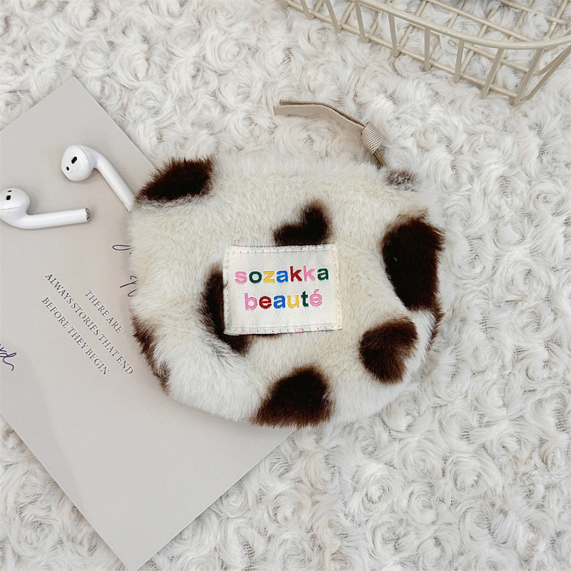 Kozmetička torbica od pliša, uzorak s slovima, podstava od poplina, ulični stil, za žene