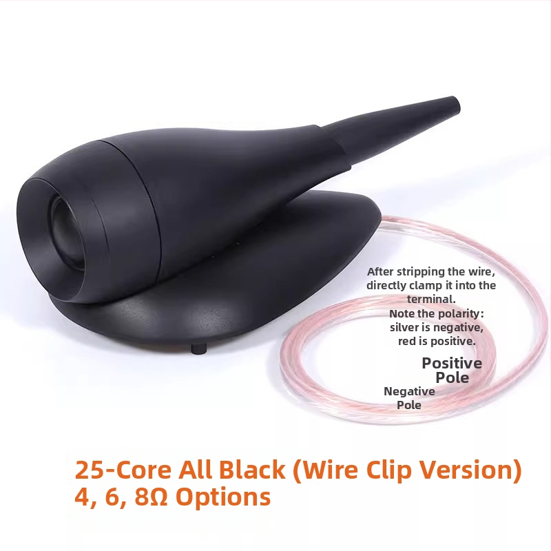 Ārējais augstfrekvenču skaļrunis ar zīda diafragmu, iekšējais magnētiskais ķēde, 25 kodolu zīda filma, Hi‑Fi