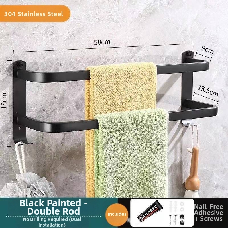 Nerezová oceľová tyč na uteráky, nástenná montáž, leštený povrch, jednoručná alebo dvojitá tyč, nosnosť 30