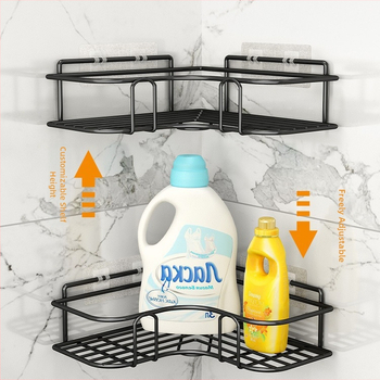 Raft de colț triunghiular pentru baie - fier, finisaj vopsire la cuptor, un singur nivel, capacitate de încărcare: 5