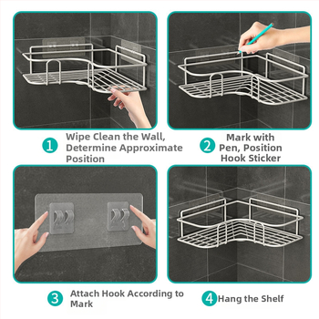 Raft de colț triunghiular pentru baie - fier, finisaj vopsire la cuptor, un singur nivel, capacitate de încărcare: 5