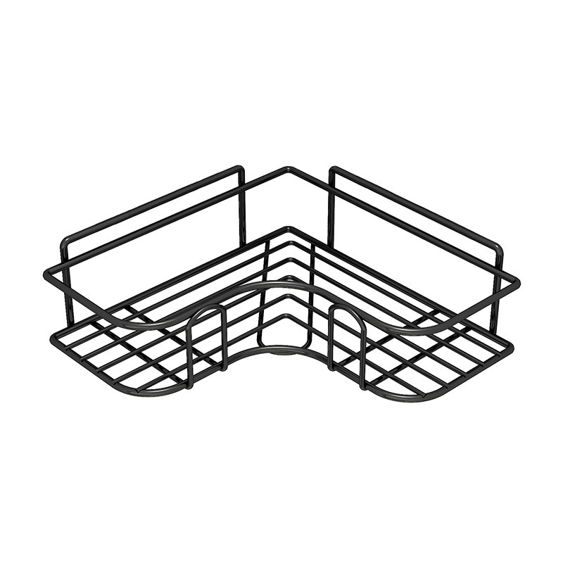 Raft de colț triunghiular pentru baie - fier, finisaj vopsire la cuptor, un singur nivel, capacitate de încărcare: 5