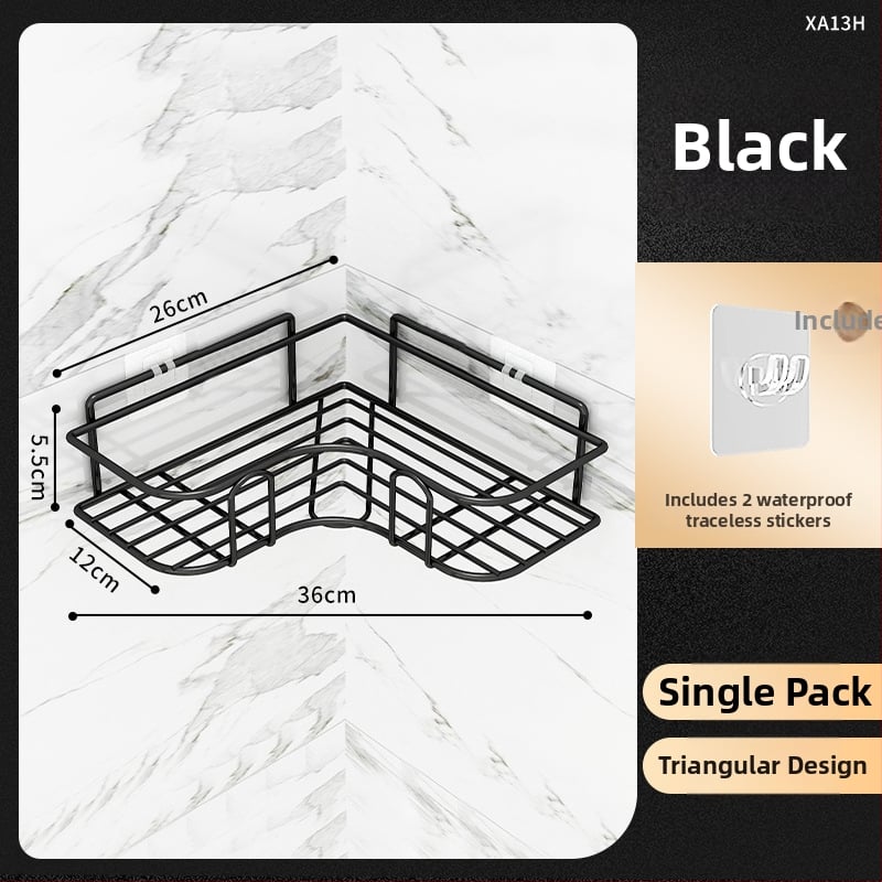 Raft de colț triunghiular pentru baie - fier, finisaj vopsire la cuptor, un singur nivel, capacitate de încărcare: 5