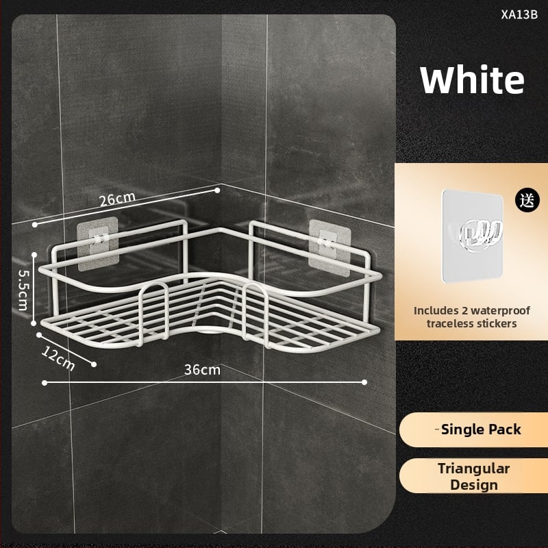 Raft de colț triunghiular pentru baie - fier, finisaj vopsire la cuptor, un singur nivel, capacitate de încărcare: 5