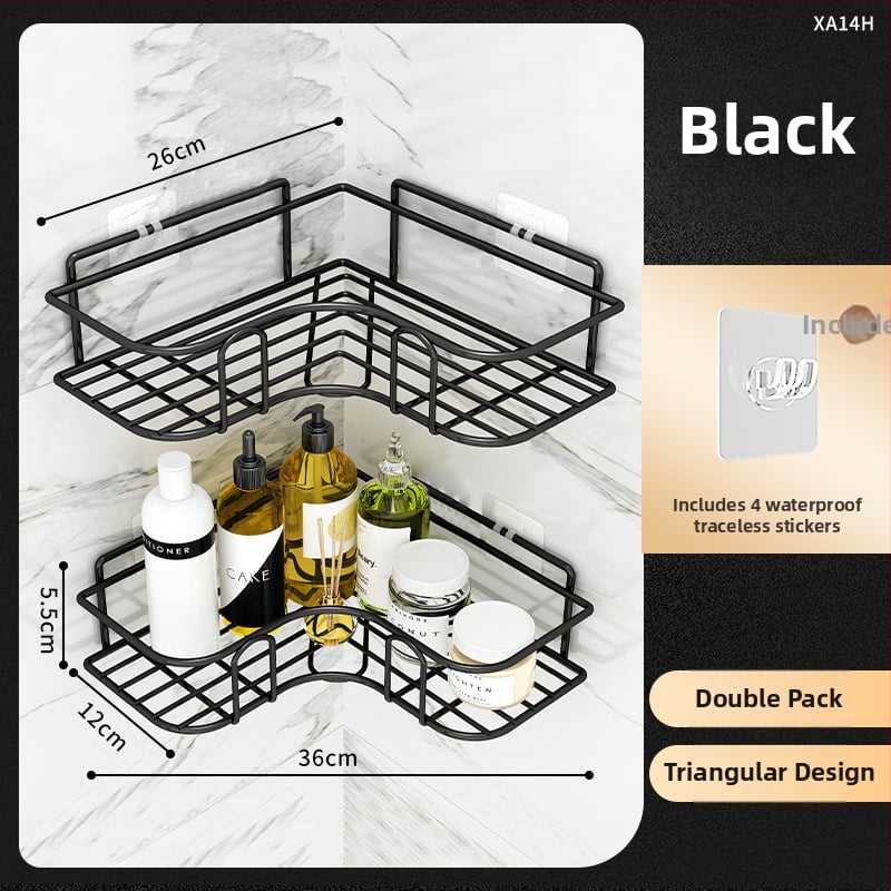 Raft de colț triunghiular pentru baie - fier, finisaj vopsire la cuptor, un singur nivel, capacitate de încărcare: 5