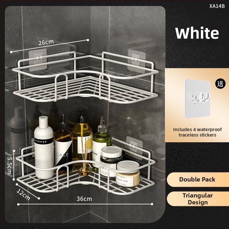 Raft de colț triunghiular pentru baie - fier, finisaj vopsire la cuptor, un singur nivel, capacitate de încărcare: 5