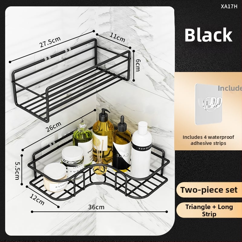 Raft de colț triunghiular pentru baie - fier, finisaj vopsire la cuptor, un singur nivel, capacitate de încărcare: 5