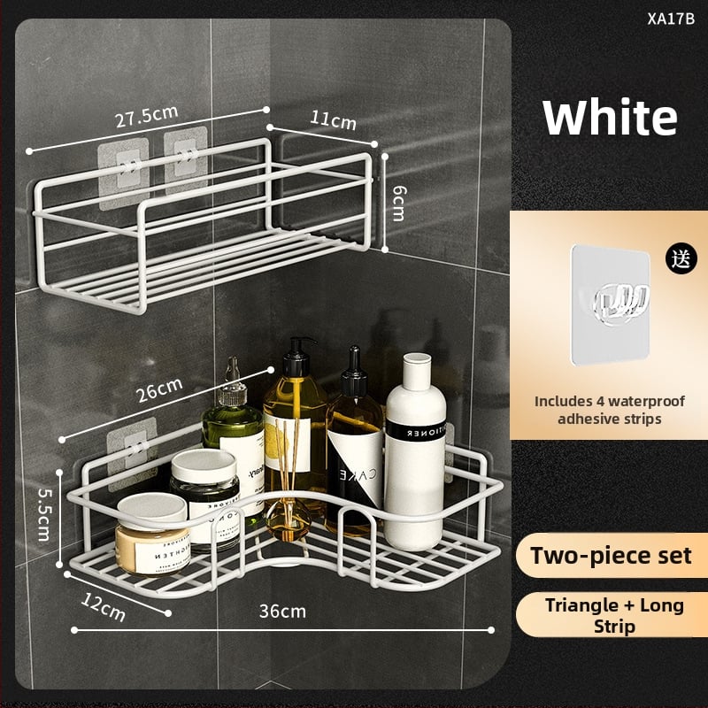 Raft de colț triunghiular pentru baie - fier, finisaj vopsire la cuptor, un singur nivel, capacitate de încărcare: 5