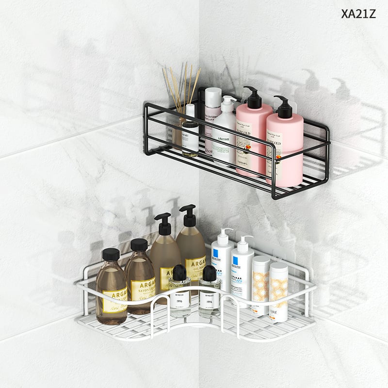 Raft de colț triunghiular pentru baie - fier, finisaj vopsire la cuptor, un singur nivel, capacitate de încărcare: 5