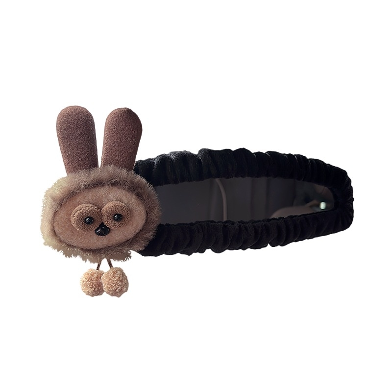 Husa pentru oglinda retrovizoare auto, material pluș, design drăguț cu iepuraș și ursuleț, suport pentru carduri, universal