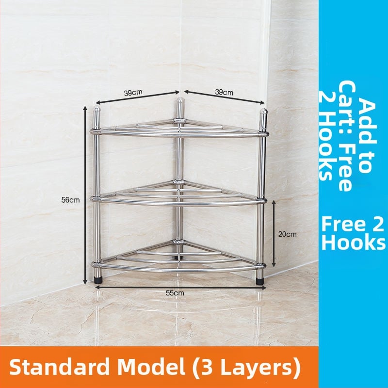 Raft pentru chiuvetă din oțel inoxidabil, organizator de baie pe podea, unic nivel, model 5430, suportă până la 80 kg