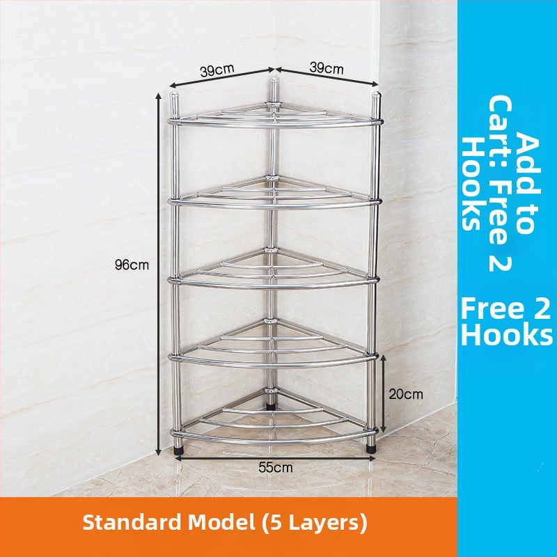 Raft pentru chiuvetă din oțel inoxidabil, organizator de baie pe podea, unic nivel, model 5430, suportă până la 80 kg