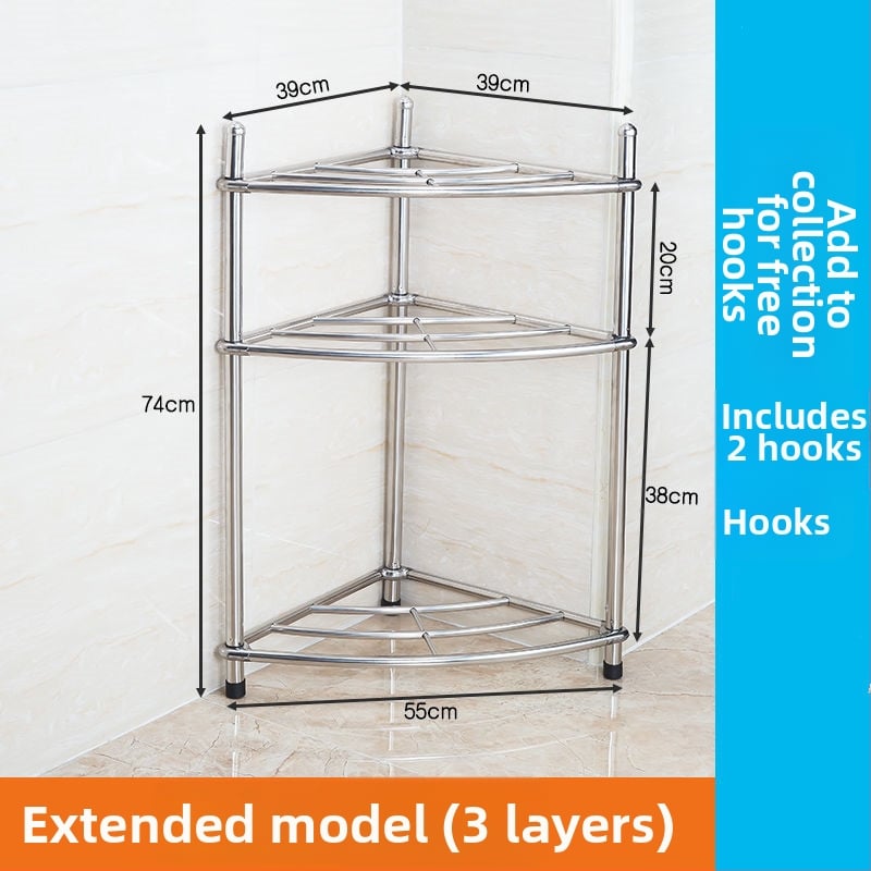 Raft pentru chiuvetă din oțel inoxidabil, organizator de baie pe podea, unic nivel, model 5430, suportă până la 80 kg