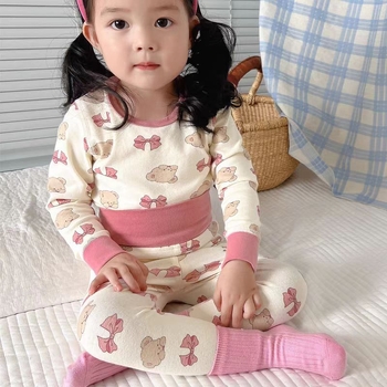 Set termic din bumbac pentru iarnă, model desen animat, 96–100% bumbac, gros, menține căldura