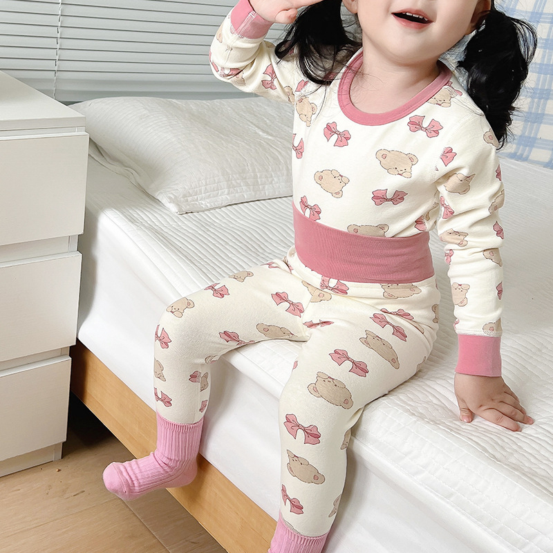 Set termic din bumbac pentru iarnă, model desen animat, 96–100% bumbac, gros, menține căldura