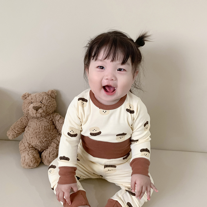 Set termic din bumbac pentru iarnă, model desen animat, 96–100% bumbac, gros, menține căldura