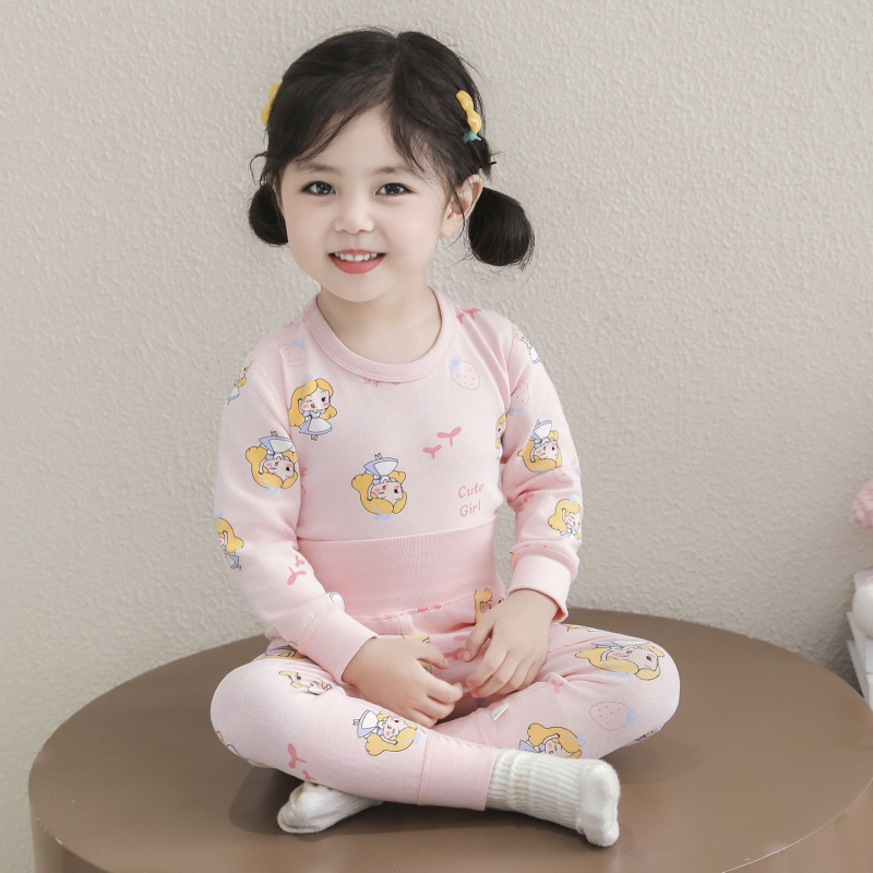 Set termic din bumbac pentru iarnă, model desen animat, 96–100% bumbac, gros, menține căldura