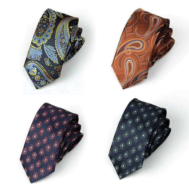 Set trei piese pentru bărbați, pentru afaceri: cravată, papion, batistă în model Paisley Jacquard