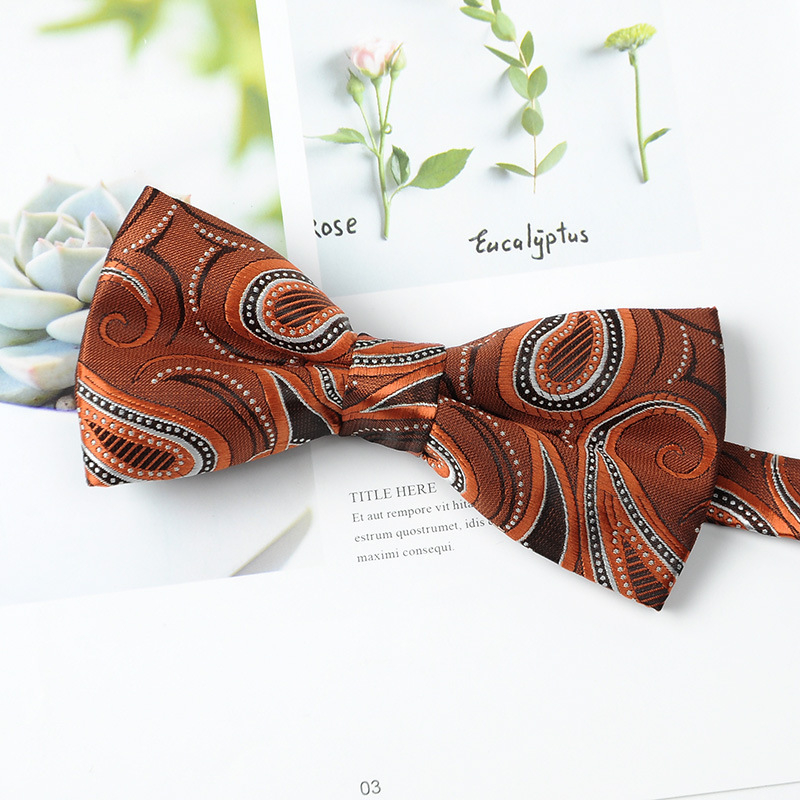 Set trei piese pentru bărbați, pentru afaceri: cravată, papion, batistă în model Paisley Jacquard