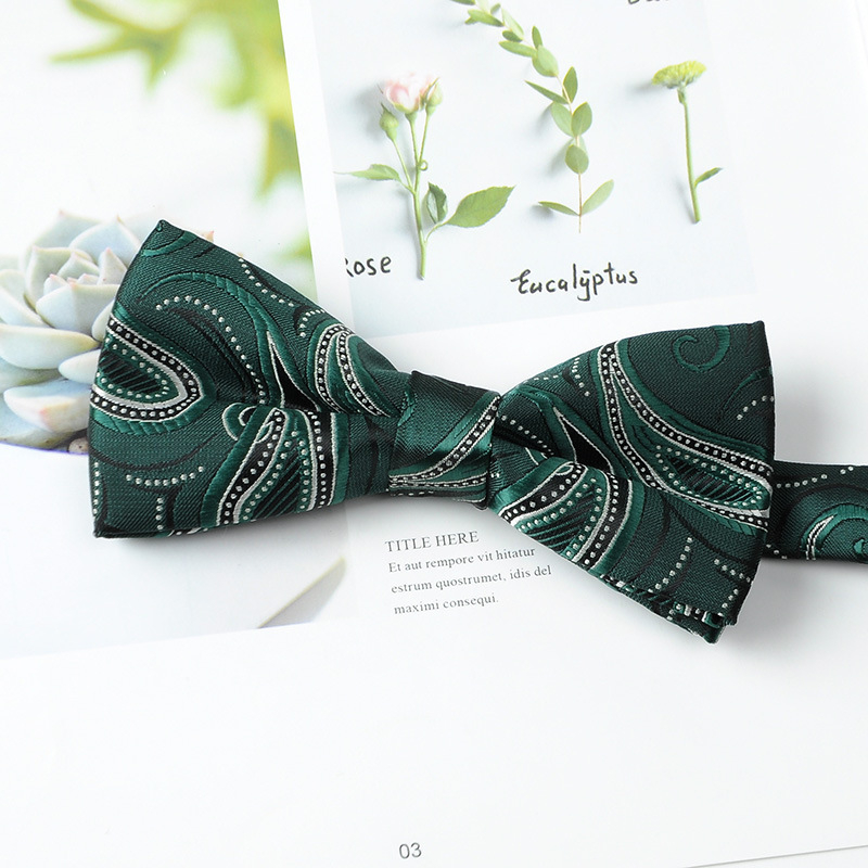 Set trei piese pentru bărbați, pentru afaceri: cravată, papion, batistă în model Paisley Jacquard