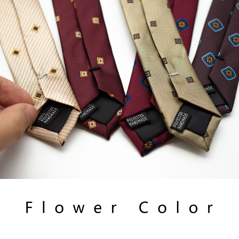 Formalni set kravata, mašna i džepna marama - širina 8,5 cm, jacquard, cvjetni uzorak, poliester
