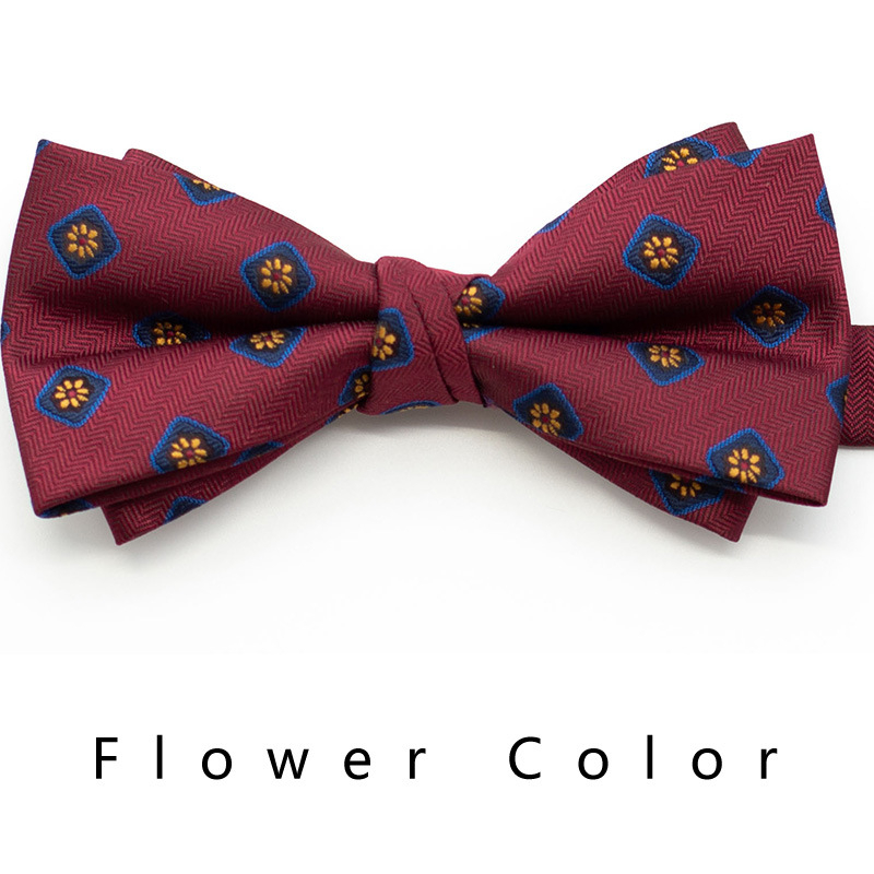 Formalni set kravata, mašna i džepna marama - širina 8,5 cm, jacquard, cvjetni uzorak, poliester