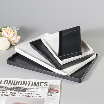 Ορθογώνιος δίσκος από μελαμίνη για ξενοδοχεία και ενοικιαζόμενα δωμάτια – προσαρμόσιμος με εκτύπωση λογότυπου, δυνατότητα ιδιωτικής ετικέτας, μοντέρνος μινιμαλιστικός σχεδιασμός