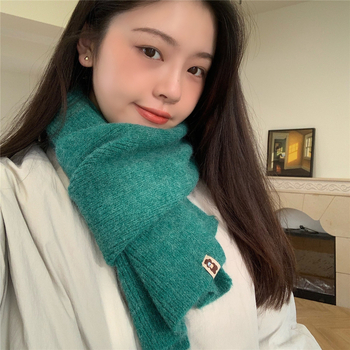 Шал – корейски стил, едноцветен плетен, топъл за зима за възрастни (Материал: акрилно влакно; Съдържание: 31–50%; Функция: поддържа топло; Сезон: зима; Стил: свеж и сладък)